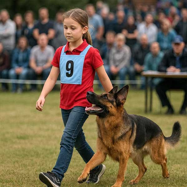 Niña y pastor alemán